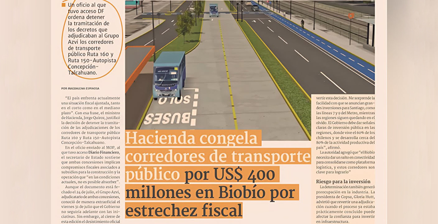 Hacienda congela corredores de transporte de transporte público por US$ 400 millones en Biobío por estrechez fiscal